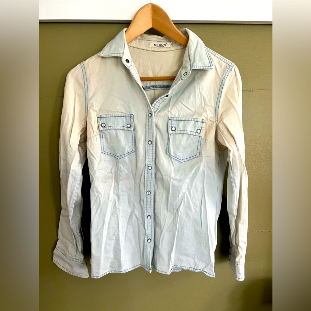 Women’s shirt cotton with a faded denim look